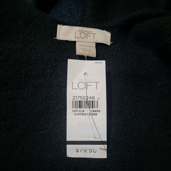 NWT LOFT Blue & Black Oversized Plaid Open Front Poncho Loose Wrap Baggy Top New - Picture 2 of 9